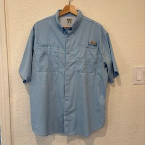 Columbia PFG Men’s Short Sleeve Fishing Shirt – Light Blue (Size L)
